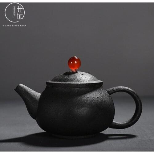 Japanese crude balck pottery teapot kung fu tea set handmade ancient Chinese Puer tea maker office tea pot ceremony kettle