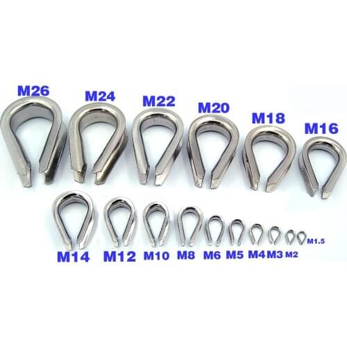 100PCS)M1.5 1.5mm SS304 Stainless Steel Wire Rope Cable Thimbles Galvanized Fastners Rigging Hardware For 1.5mm Wire Rope Cable