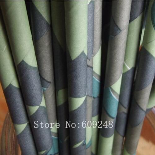 100pcs Green Camouflage Paper Straws,Camo Hunting Military Birthday Party,Cute Colored Paper Drinking Straws Mason Jar Straws