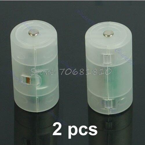 2Pcs AA to D Size Battery Adaptor Holder Case Converter Drop Shipping