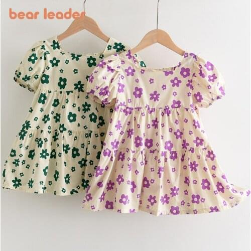 2021 New Summer Baby Girls Casual Costumes Fashion Flowers Print Dresses Kids Korean Style Vestidos for 2-6Y Baby Girl Clothing