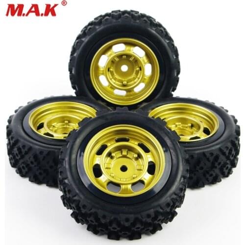 4Pcs/Set Wheel Accessories RC Car 1:10 Rally Racing Rubber Tire Rims Set PP0147/PP0487 For Off Road 12mm Hex