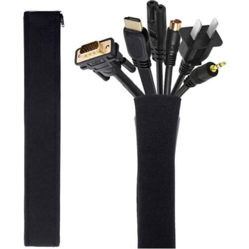 5/3/1pcs Cable Management Sleeve Zipper Closure Wrap Wire Cord Hider Cover Organizer for PC/TV/Office/Phone