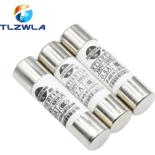 5Pcs 10*38 Fast blow Ceramic Fuse 10x38mm Fuse 380V 500V 0.5A 1A 2A 3A 4A 5A 6A 8A 10A 16A 20A 25A 32A 40A RO15 RT18 RT14