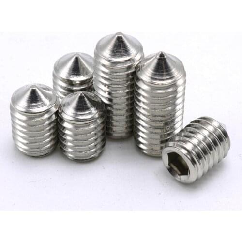 50Pcs M3 M4 M5 304 Stainless Steel Grub Screws Cone Point Hexagon Hex Socket Set Screws