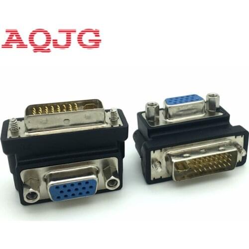 DVI to VGA Adapter Vertical Design DVI 24+5 Male to VGA Female Converter 90 Degree Connector High Quality AQJG