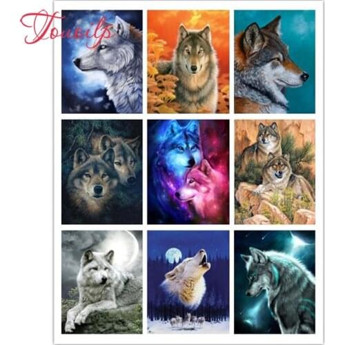 TOUOILP Diy Animal Wolf 5d diy Diamond Painting cross-stitch 5D Snow wolf Diamond Embroidery Full Square&round Drill Rhinestones
