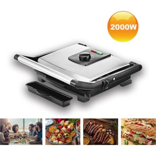 Nonstick Plate Grill Appliance Electric Griddle Panini Maker 2000W Eu Plug