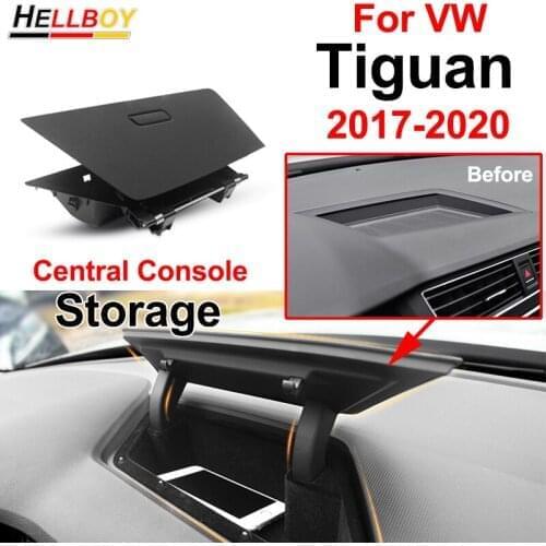 Car Storage Organizer Box For VW Tiguan 2020 2019 Rline 2018 2017 MK2 Central Console Storage Holder Dashboard Auto Accessories
