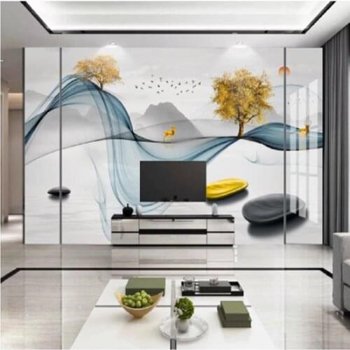 Bacaz 3D photo wall mural Custom wallpaper Artistic abstraction ink landscape TV background wall 3d room wallpaper 3d floor