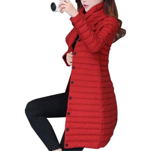 Add new Coat Ultra keep warm white Duck Down Jacket x-Long Female Overcoat Slim Solid Jackets Winter Coats Parkas Padded