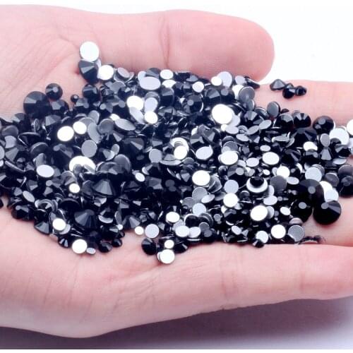 Jet Glass Gems Rhinestiones Nail Crystals Non Hot Fix ss3-ss34 And Mixed 3D Nail Jewelry Glitter Decorations Nail Art Supplies