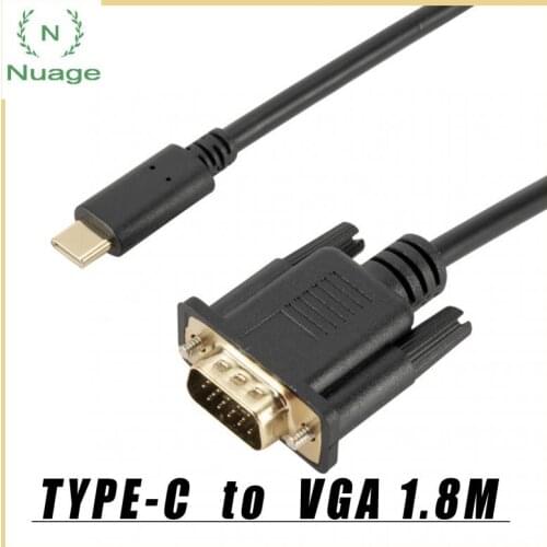 Type Usb-c To VGA Converter Adapter Cable 1.8m 1080p Type-c To VGA Data Cable Conversion For Laptop UHD External Video Projector
