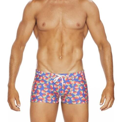 Strawberry New Hot Sexy Mens Swimsuit Push-Up Swimwear Male Sexy Swimming Bathing trunks Shorts Surf Board Beach Surfing Swim