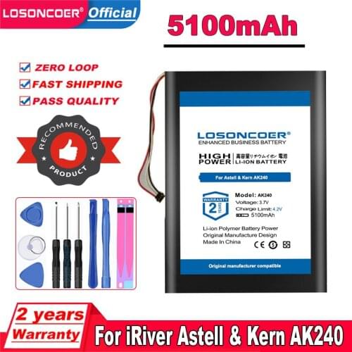 LOSONCOER Top Brand 100% New AK240 4600mAh Battery For iRiver Astell & Kern AK240 Player Batteries Accumulator 3-wire plug