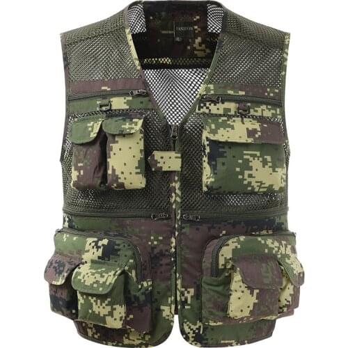 Fashion Men Vest Summer Breathable Mens Jackets Multi-pockets Professional Photography Vest Work Waistcoat