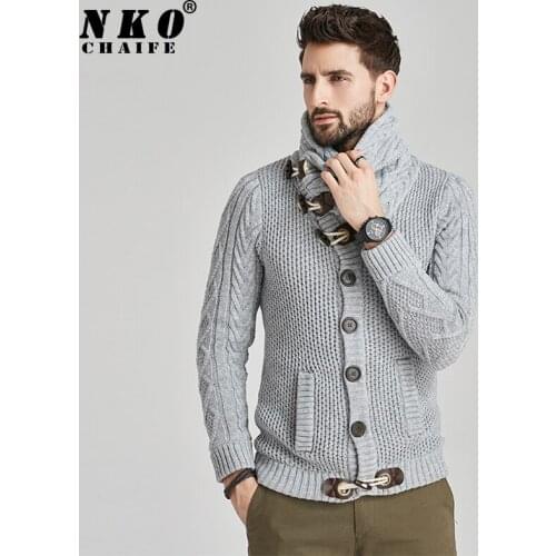 Mens Turtleneck Cardigan Sweaters Coat Men Winter Fleece Warm Brand Knitted Pullovers Men New Autumn Classic Casual Men Sweater