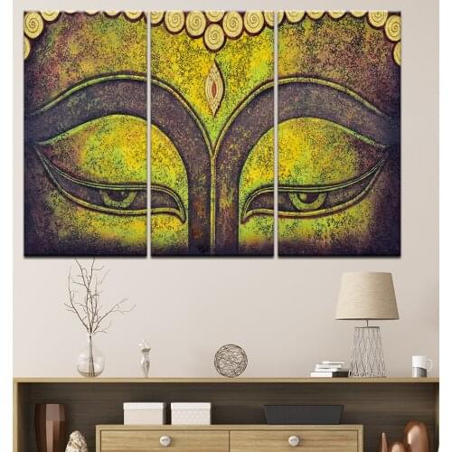 Canvas Paintings Wall Art Framework HD Prints Pictures 3 Pieces Abstract Golden Buddha Statue Poster Home Decor For Living Room