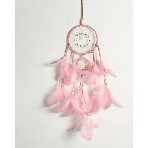 Nordic Style Feather Wall Hanging Ornament Wedding Pendant Pink White Dream Catcher Handmade Kids Girls Children Gifts Decor