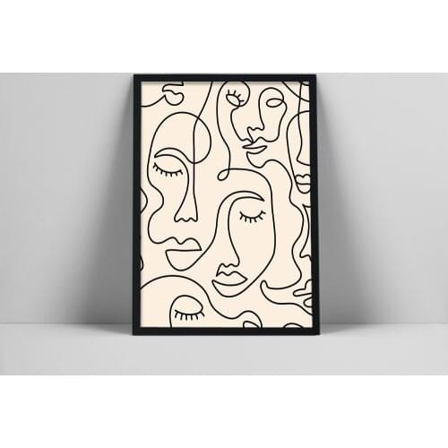 Single Line Face Art Print | Minimalist Woman Line Drawing | Simple Line Art Female Face | Woman Face One Line Drawing |Earm Col