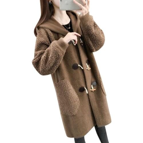 Autumn Winter Sweater Cardigan Female Outerwear Loose Length Hooded Overcoat Women Imitation Mink Velvet Knitted Jacket Ladies
