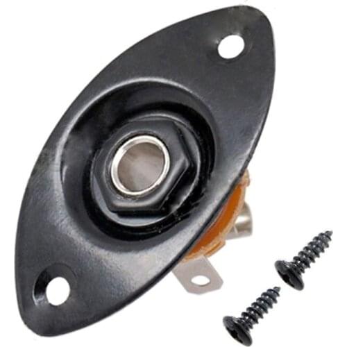 Oval Indented Guitar Jack Plate30 BK Oval Indented Guitar Jack Plate & Socket Black High Quality, 1 Pack