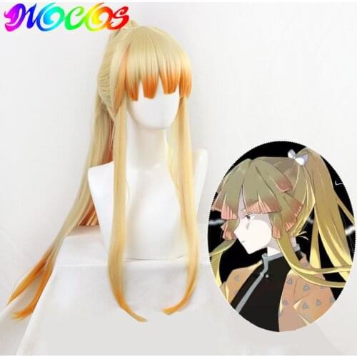 DIOCOS Anime Demon Slayer Kimetsu No Yaiba Agatsuma Zenitsu Cosplay Wigs Men Women 90cm Long Heat Resistant Hair