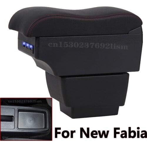 For New Fabia armrest box central Store content Storage skoda Fabia 3 armrest box with cup holder ashtray 2015-2017 2016
