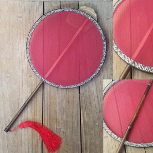 Handmade White Blank Decorative Hand Fans Chinese Craft Bamboo Handle DIY Round Fan Hand Painting Embroidery Mulberry Silk Fan