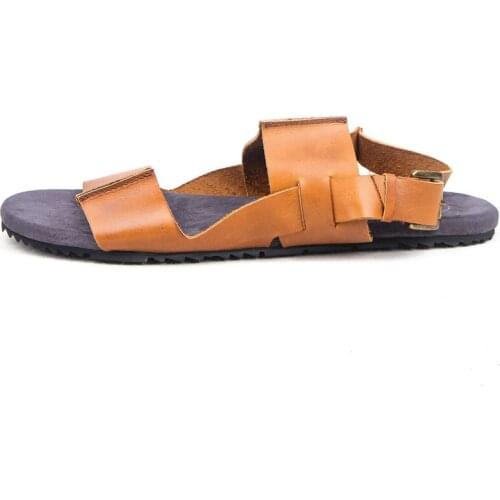 Summer New Mens Shoes Genuine Leather Roman Sandals Vintage Casual Open Toe Outdoor Non-slip Walking Sandalia Masculina Slides