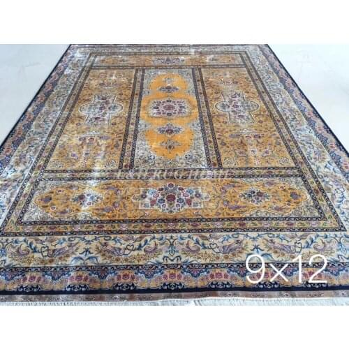 Free shipping 9'X12' 230 Line Handmade Silk Oriental Persian Rug hand Knotted silk carpet for home decoration