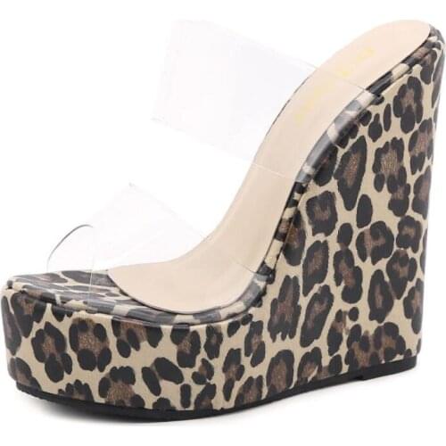 Women Slippers Female Shoes Beach Slippers For Women Ladies High Platform Flip Flops leopard Slides Summer Wedge Shoes Woman