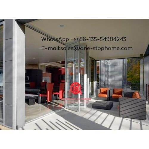 Double Hollow Glass aluminum alloy folding door,Bi-Fold glass door system smoothly maximize the opening space,soundproof door