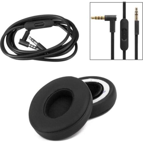 Replacement Ear Pads Cushion Audio Cable Cord for Beats By Dr Dre Solo 2 Wired Earphone Headphones Replacement Parts Set