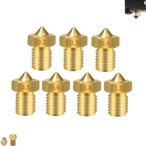 MEGA 10pcs V5 V6 E3D Nozzle 0.1 0.2 0.25 0.3 0.35 0.4 0.5 0.6 0.8 1.0mm 3D Printer Part M6 Threaded For 1.75mm Filament Extruder