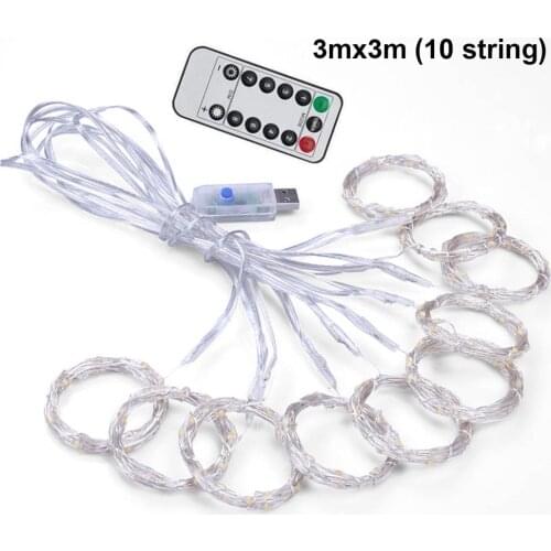 3x3M LED String Lights Garland Curtain Remote Control USB fairy light Home decoration on the window Wedding party Holiday lighti