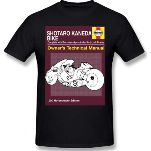 Bike Black TShirt Akira Biker Gang Shotaro Kaneda Takashi Animated Film Homme T-Shirt Tees Pure Cotton Oversized Short Sleeve