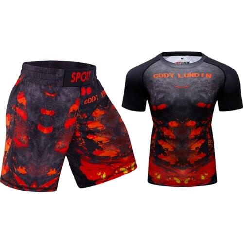 Cycling Shirt And Kixbox Shorts Running Sportswear Wholsale Mens 3D Printed MMA Sets Tight Tracksuit