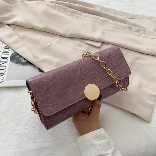 Vintage Design PU Leather Ladies Small Shoulder Bags Female Tote Baguette Purse Handbags Crocodile Pattern Women Underarm Bag