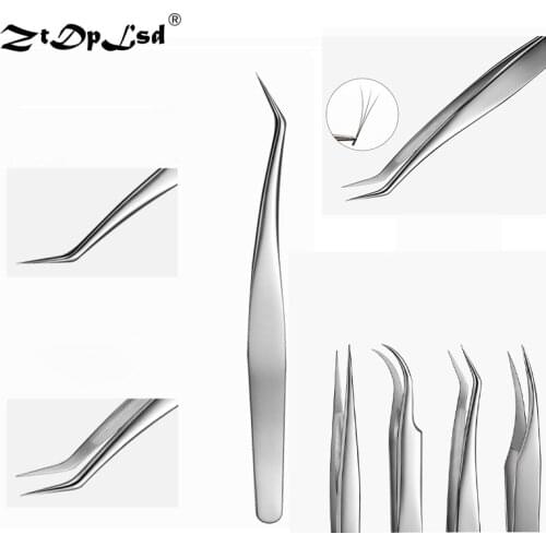 ZtDpLsd 1Pcs Hyperfine Curved Straight Tweezer Makeup Eyelash False Eyelashes Extension Eye Lashes Styling Tools Stainless