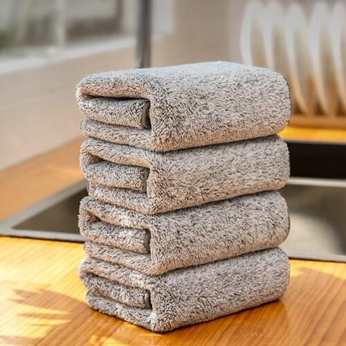 1/3pcs Bamboo Charcoal Kitchen Towel Soft Fluff Tags Non-stick Oil Kitchen Cleaning Towels Dishwashing Cloths Absorbent Towel