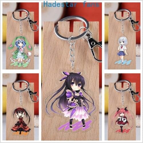10 pcs/lot Anime DATE A LIVE Acrylic Keychain Toy Figure Yoshino Yatogami Tohka Bag Pendant Double sided keyring Gifts