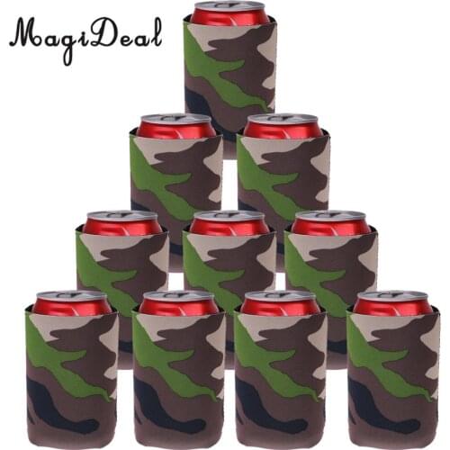 MagiDeal 10pcs/Lot Camouflage Beer Can Cooler Soda Beverage Sleeve Holder Wrap Hens Night Party Favors Gifts