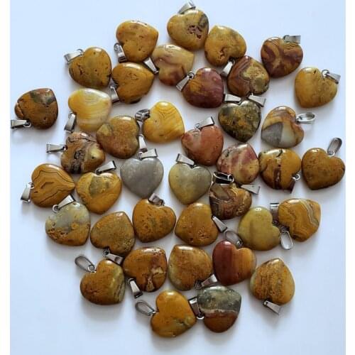2018 HOT fashion high quality natural crazy onyx stones heart shape pendants for jewelry making 50pcs/lot Wholesale free 20mm
