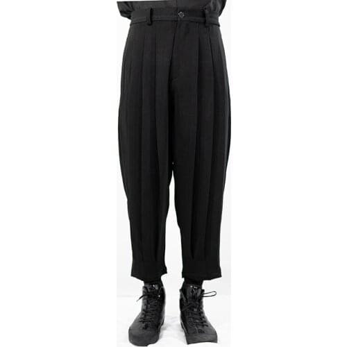 27-44 2021Mens clothing modern fancywork Hair Stylist fashion fold loose casual harem pants plus size singer costumes