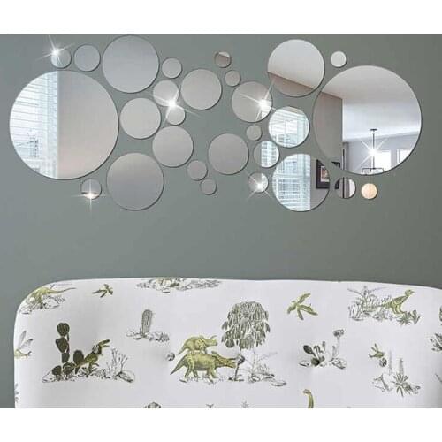 28Pcs 3D Mirror Surface Wall Stickers Home Decorative Stickers Self-adhesive Acrylic Decals For DIY Bathroom TV Background