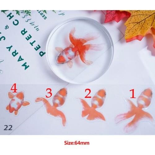 5 Sheets Gold Fish 3D Mold Resin Stickers Decal Landscape Decorative DIY Crafts Material Decoration Jewelry Filling Tools