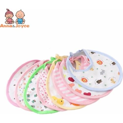 5pc/lot Baby Cotton Fashion Soft Unisex Solid Comfortable Cartoon Pattern Bibs Random Delivery
