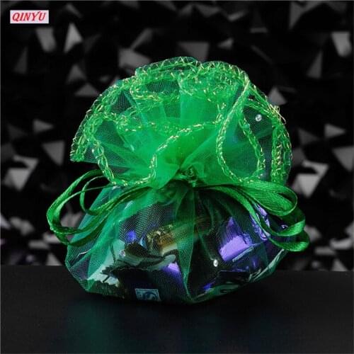 Hot 50pcs Round Cord Organza Bags Jewelry Pouches 26cm 35cm Wedding Christmas Party Gift Bags Display Storage Bags 5Z