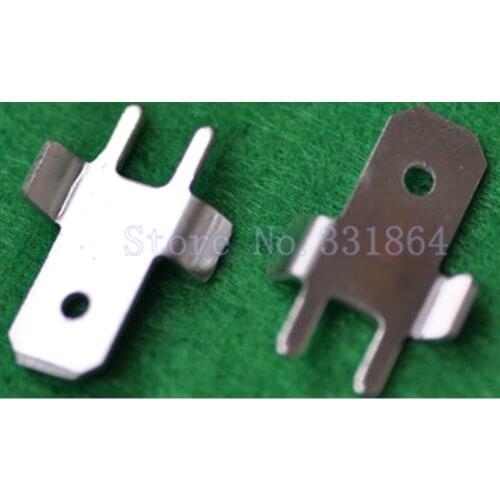 500pcs Free Welding 6.3mm Solder Insert Copper Plating Patch Connection Terminal 250 Insert PCB Board Soldering Terminal